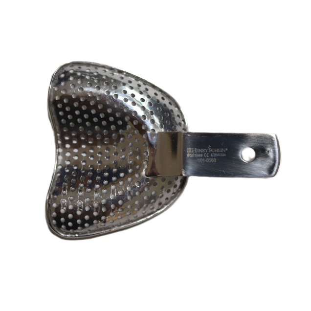 Fém, perforált, fogatlan kanál, felső, M