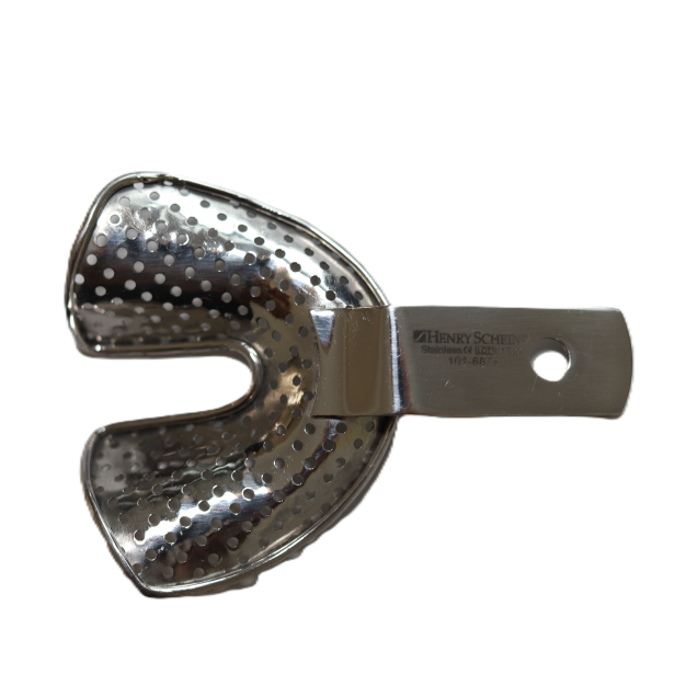 Fém, perforált, fogatlan kanál, alsó, L