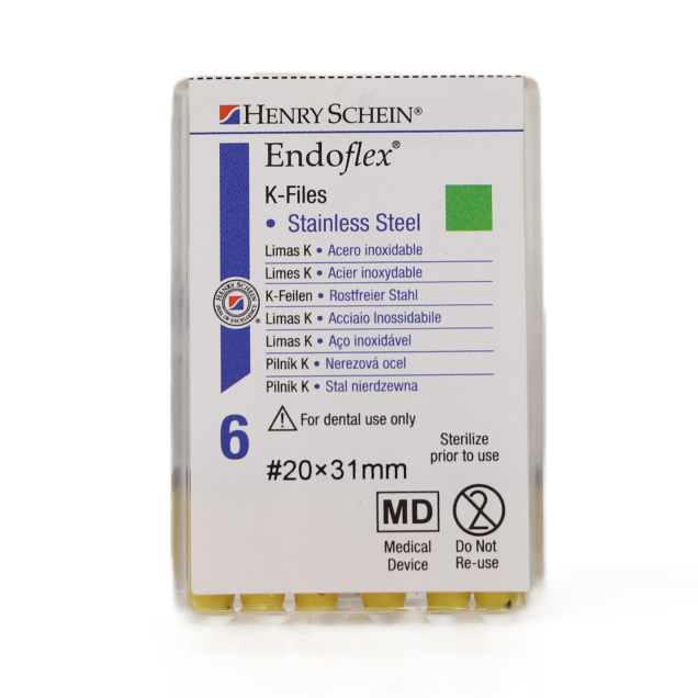 HS-Endoflex K-Files 31mm, 020, sárga, 6db