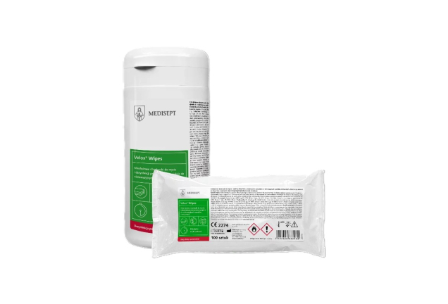 VELOX WIPES fogászati alkoholos fertőtlenítő kendő dobozban (100db)