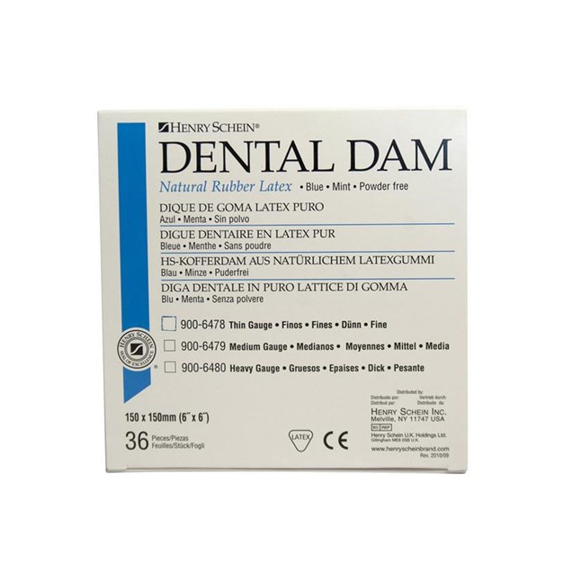 Kofferdam gumi, kék, 15 x 15 cm, médium