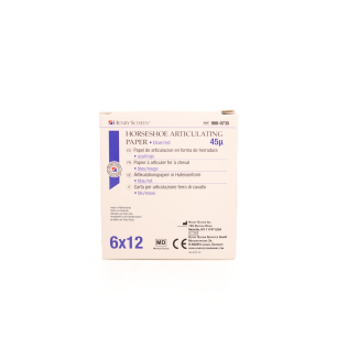 Artikulációs papír, 45 μ, piros-kék, 6x12 lap, patkó forma.